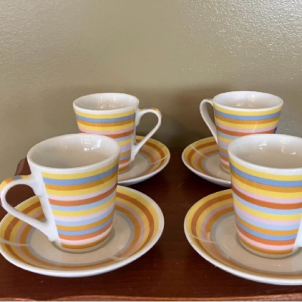 Expresso Service for 4 Create by Just Mugs Demitasse Multicolored